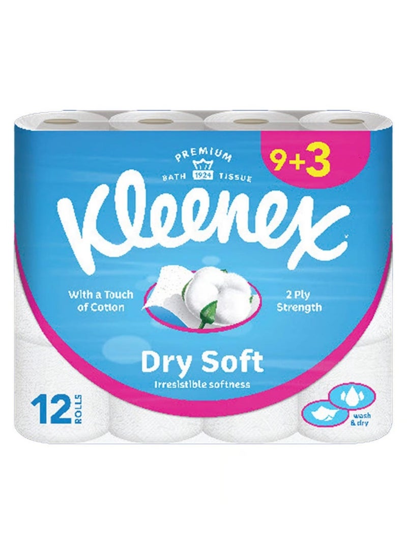 Kleenex Toilet Paper Dry Soft Pack of 12 Tissue Rolls